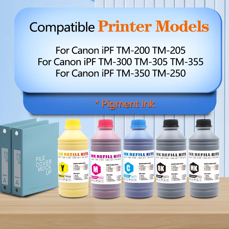 1000ml PFI-120 PFI120 320 Pigment Ink For Canon TM-200 TM-205  TM-300 TM-305 TM-355 TM-350 TM-250 Printer 5 Colors BK C M Y MBK