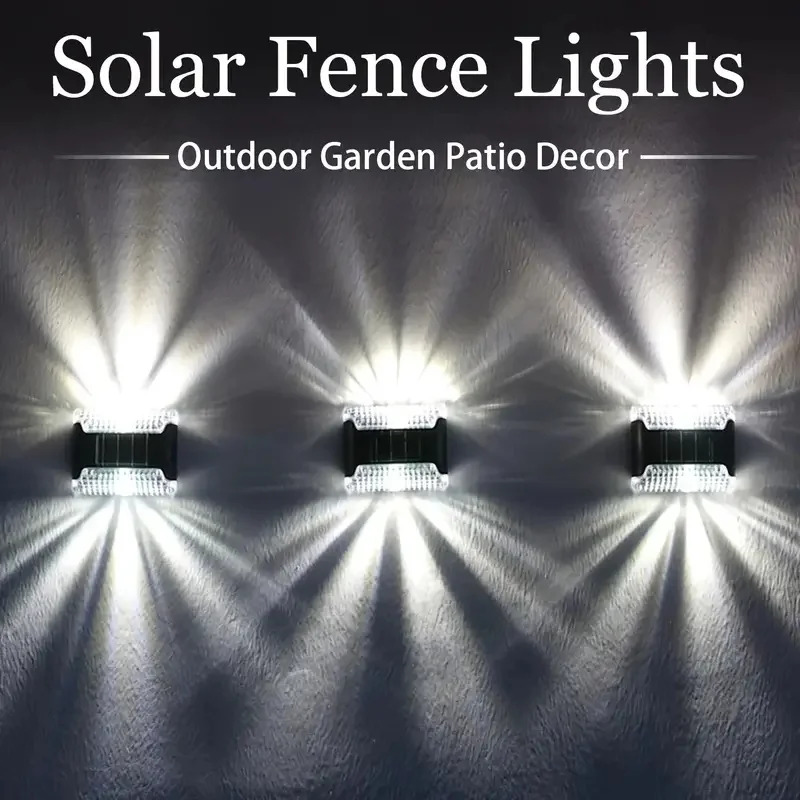 1/2/4 Solar Wall Lamp Spotlight LED Sunlight Outdoor Waterproof Solar Fence Lights Luminous Lighting Garden Yard Fence Decor