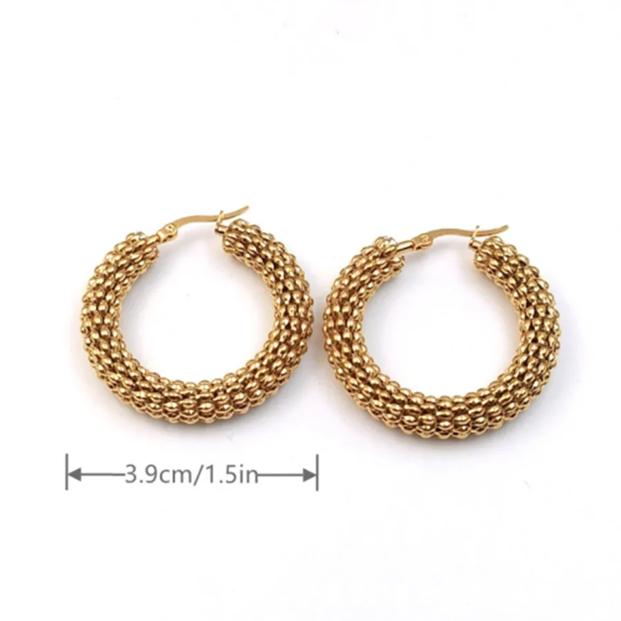 2pc personalized fashionable stainless steel hoop hollow earrings waterproof and hypoallergenic titanium steel exaggerated earri