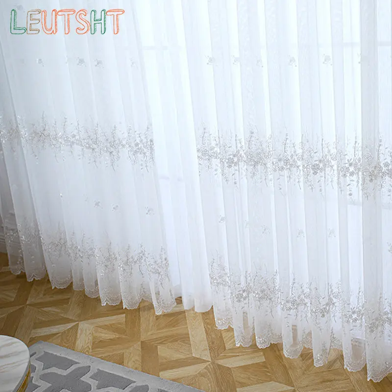 Fényűzés curtains számára Eleven dining szoba Hálószoba Fal Holográfia kötelet Hímzés Kivétel nélküli curtains Fehérítőszer Tüll ablum Ablakredőny