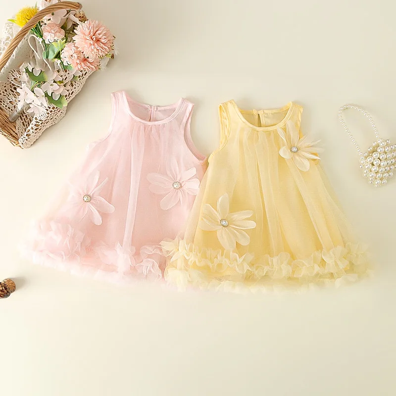 Baby Mädchen Kleider Sommer Daisy Mesh Ärmellose Mädchen Kleider Nette Mädchen Geburtstag Party Kleider Baby Kleidung Mädchen