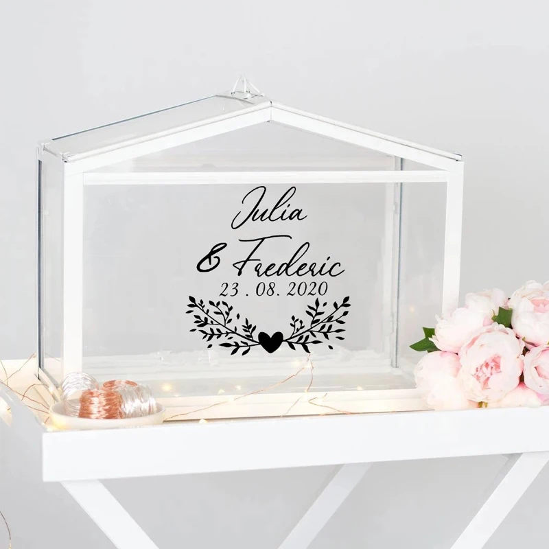 Custom Name Sticker Wedding Cards Gifts Box Decor Vinyl Wall Decal For Wedding Party Boxs Art Mural Just Stickers No Box