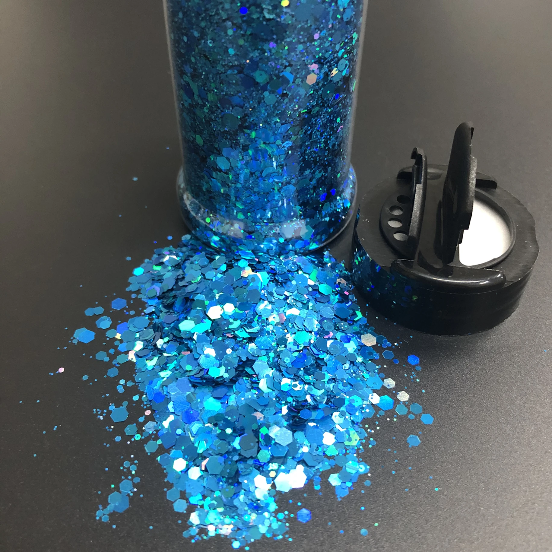 2oz / 57g Shaker Bottle Packing Holographic Chunky Mix Flakes Glitter for Nails Tumblers Pens Resin