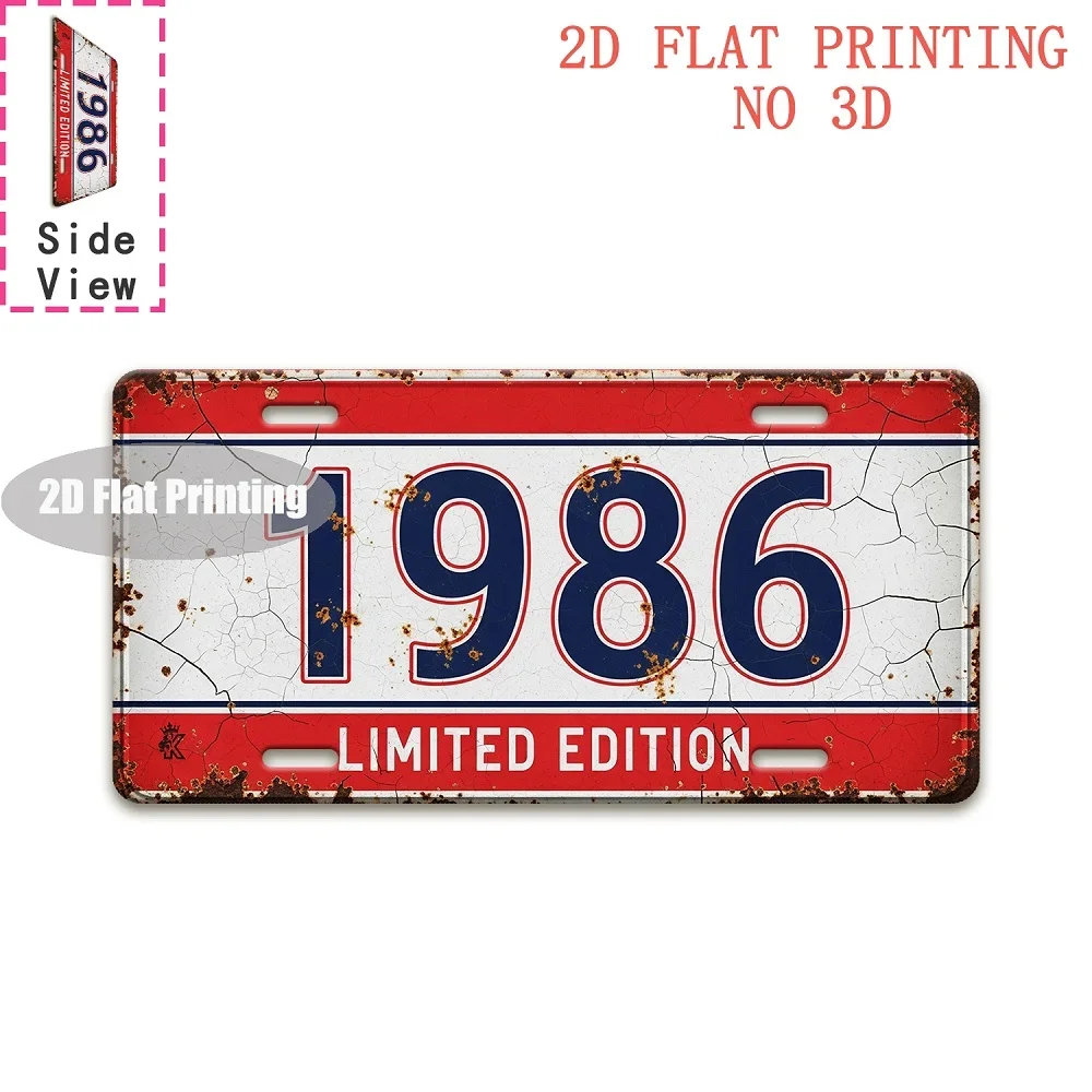 2D Flat, 1pc Retro 1986 Metal Sign - Vintage Wall Decor Suitable for Man Cave, Garage, Cafe - Retro 1986 Number Display, Alum
