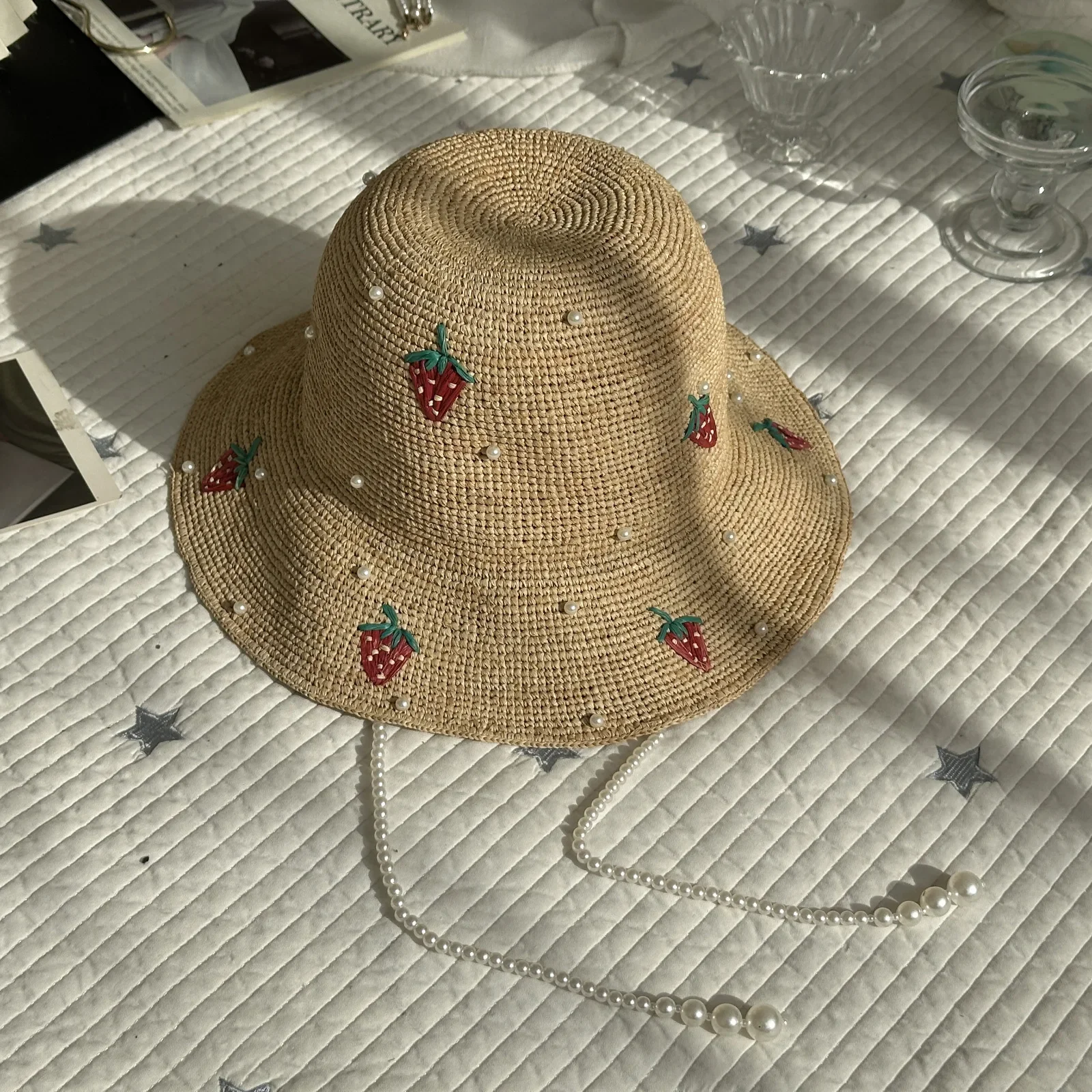

Hundreds of Bucket Hat Comfortable Pot Hat Flower Straw Hat Seaside Holiday Sun Shading Sun Cap Ladies Foldable Fisherman's Cap
