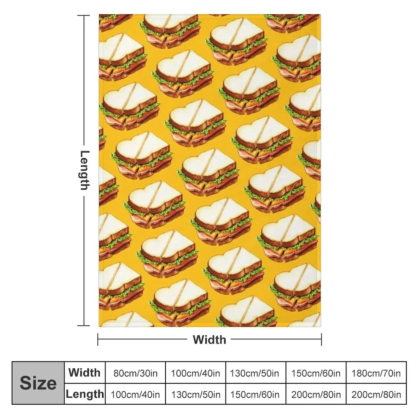 Ham Sandwich Pattern Throw Blanket couch cozy soft plush fuzzy picnic outdoor blanket