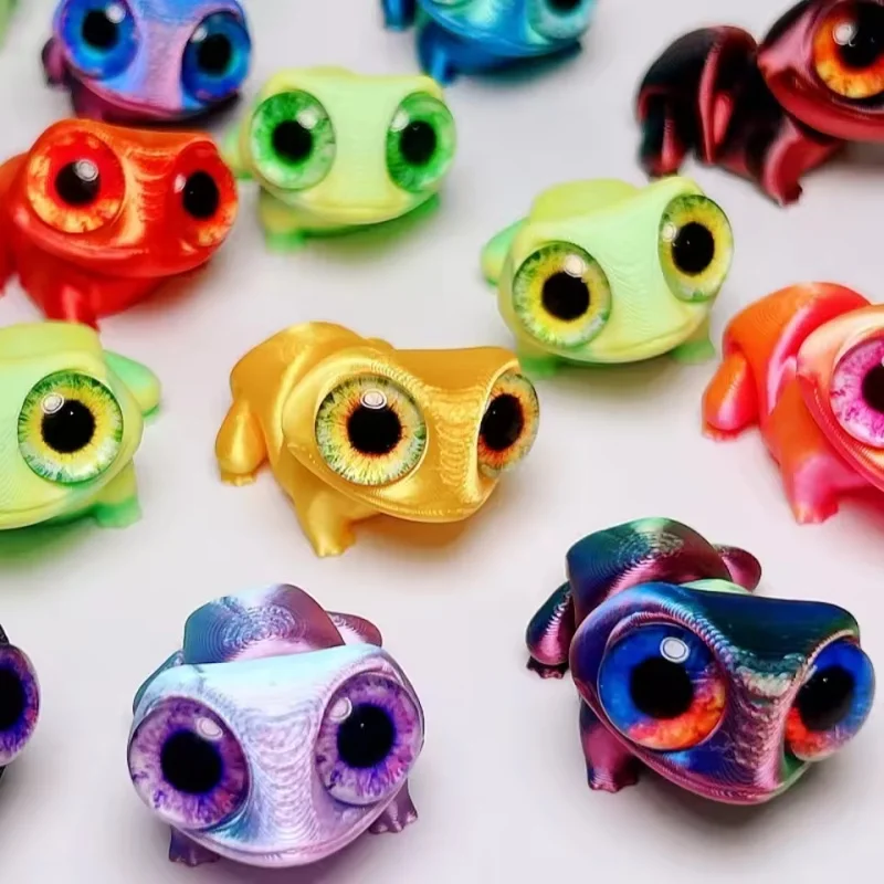 3D Printed Big-eyed Frog Figurine Movable Joints Cute Mini Frog Toy Realistic  Desktop Ornament Home Decoration Kids Animal Gift