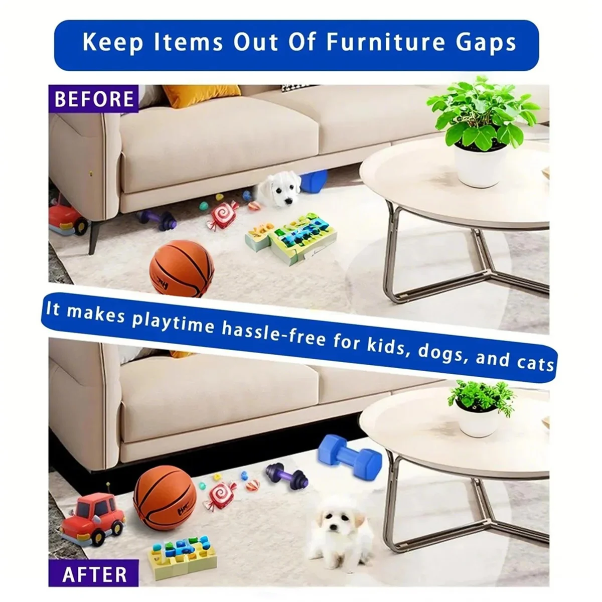 AT59 Under Couch Blocker for Kid and Pet Toys, Toy Blocker for Under Bed and Under Couch,Easy to Install