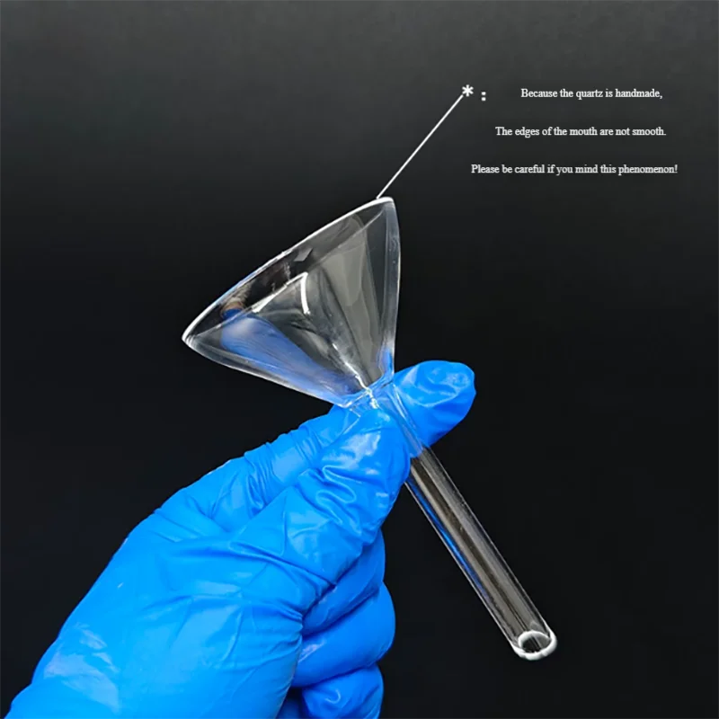 Quartz triangular funnel 30/40/50/60/75/90mm boron-free feeding funnel sampling funnel high temperature resistance