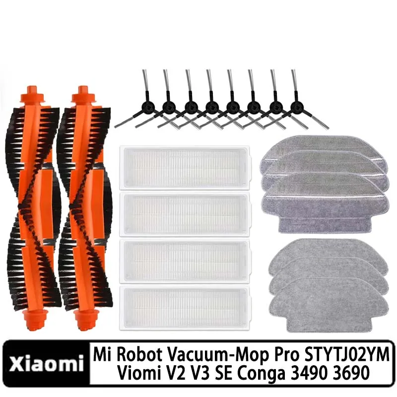 Mop Cloths For Xiaomi Mi Robot Vacuum-Mop Pro STYTJ02YM Viomi V2 V3 SE Accessories Mop Cloths Main Side Brush  Filter Mop Parts