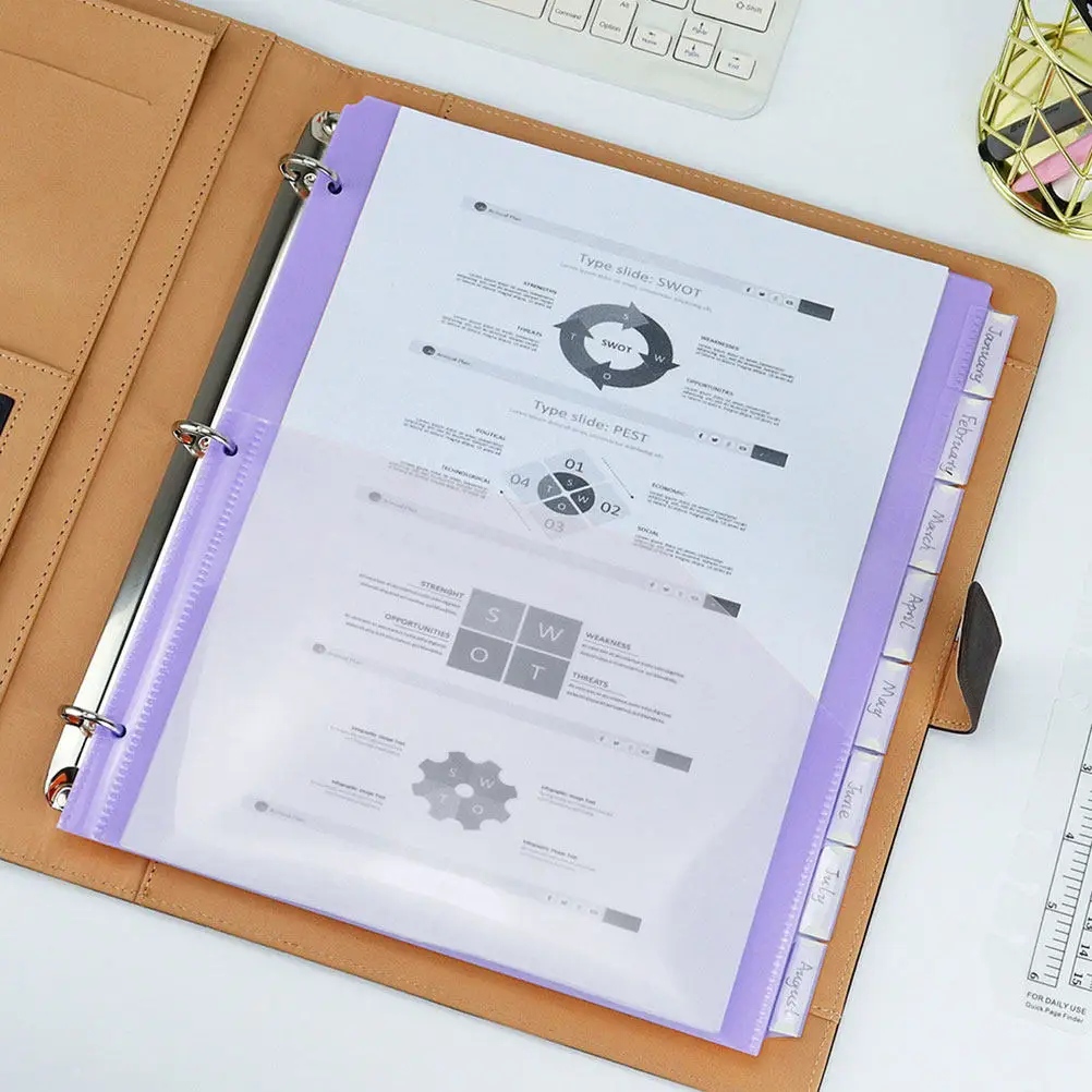 

2Sets A4 3-Hole Divider Pages Clear Pocket Dividers for Binders and Planners Long-Lasting PP Material Tabbed Replacement Sheets