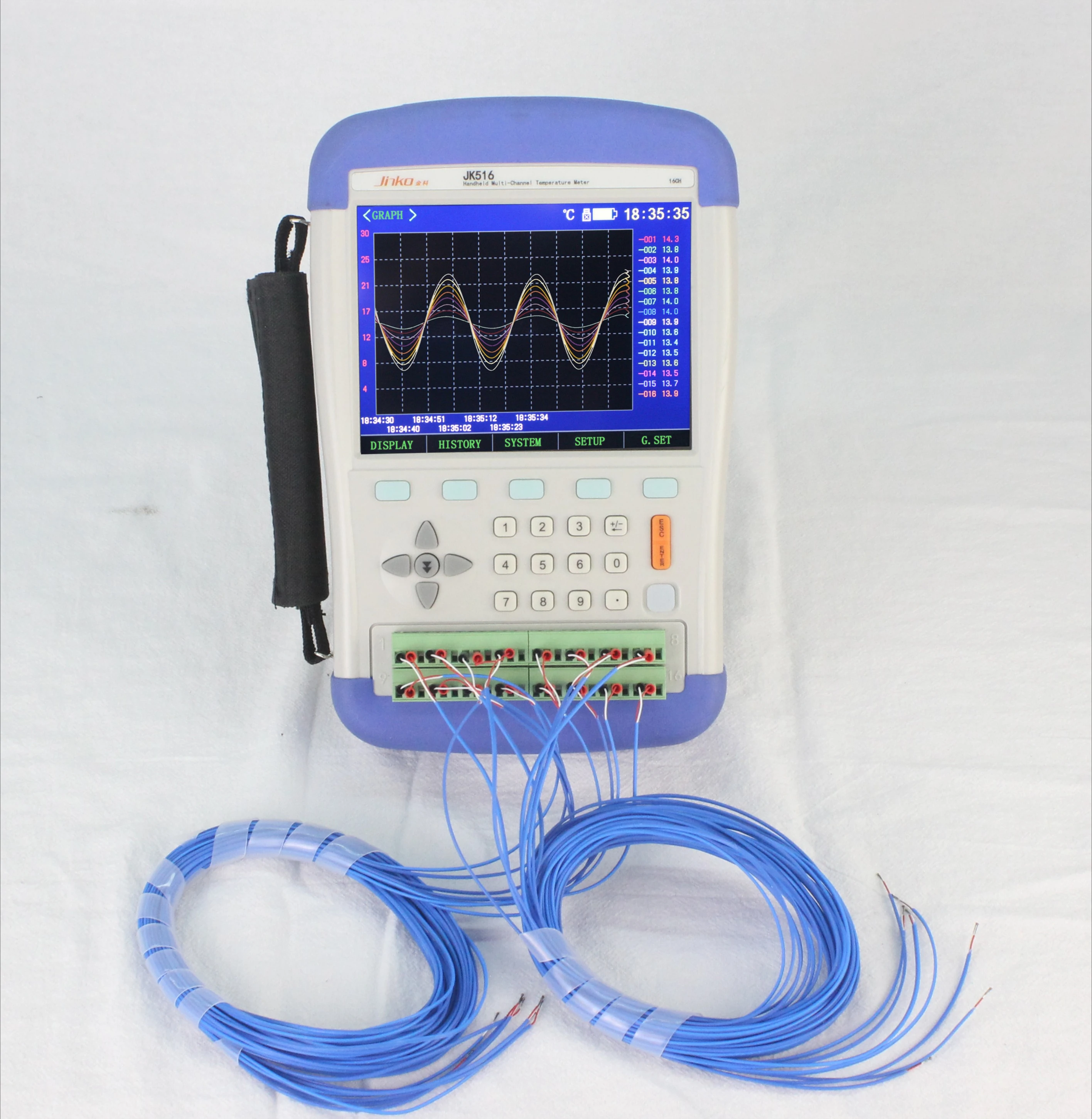 Jinko JK516 Handheld Multi Channel Temperature Data Logger Pt100 Data Logger 16 Channels Temperature Meter
