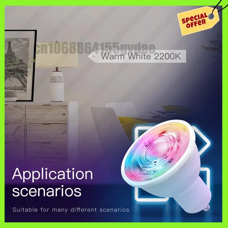 

-A61K Tuya GU10 WIFI Smart Life APP Управление лампами с регулируемой яркостью Лампочки для Alexa/Google Voice