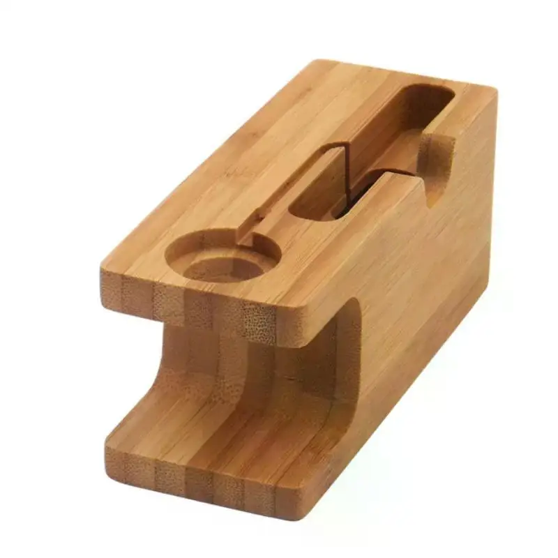 Dock di ricarica per Apple Watch Phone Stand Station supporto per caricabatterie con Base in legno per Apple Watch IWatch IPhone Bamboo