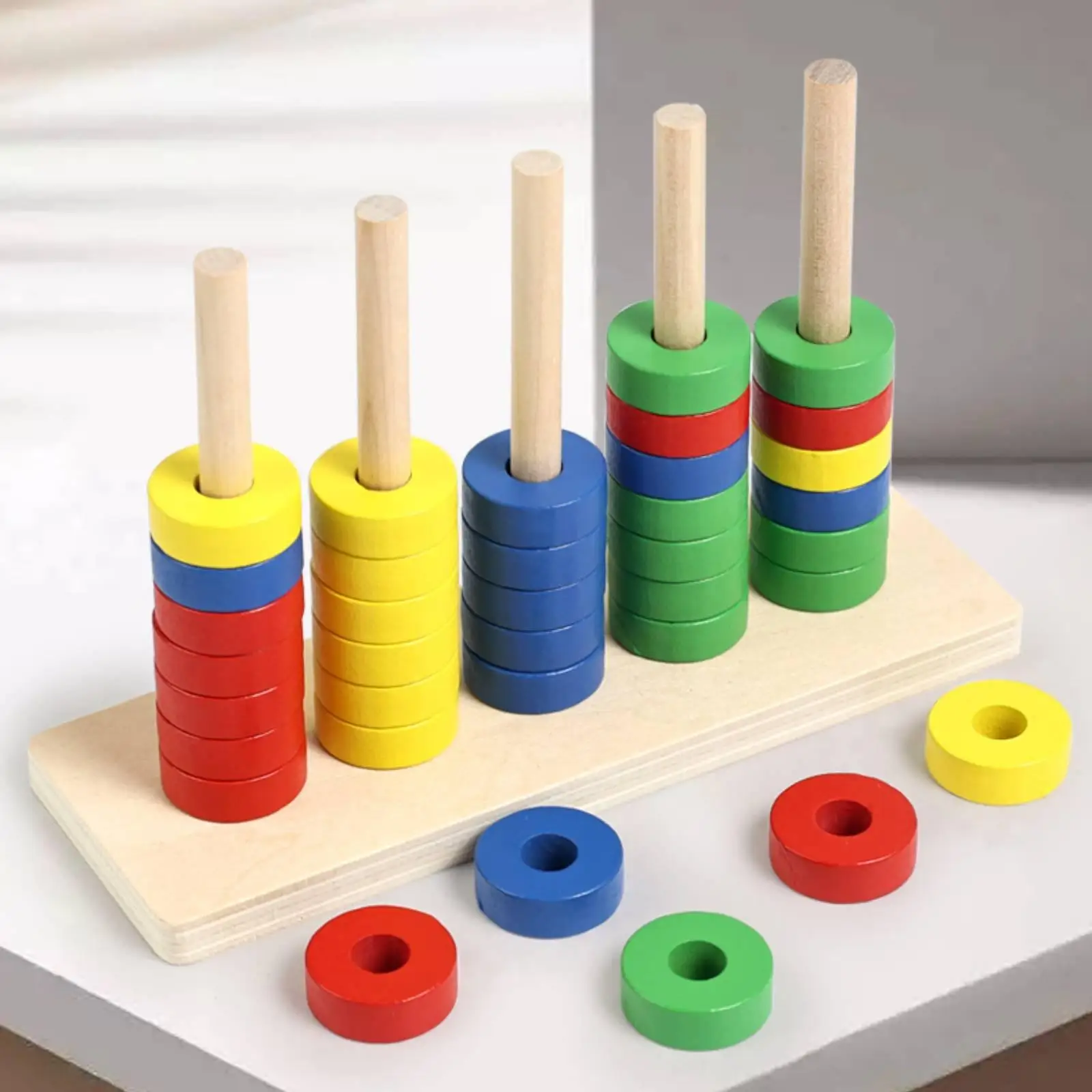 4-Color Stacking Rings Game Reasoning Thinking Color Sorting Stacking Toy Focus Training Child-Centered Sorting Toy for Children