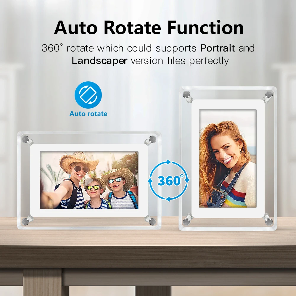 Acrylic Digital Photo Frame 5 Inch 1200mAh Vertical Display IPS Screen 4G Memory Battery Porta Retrato Digital Picture Frame
