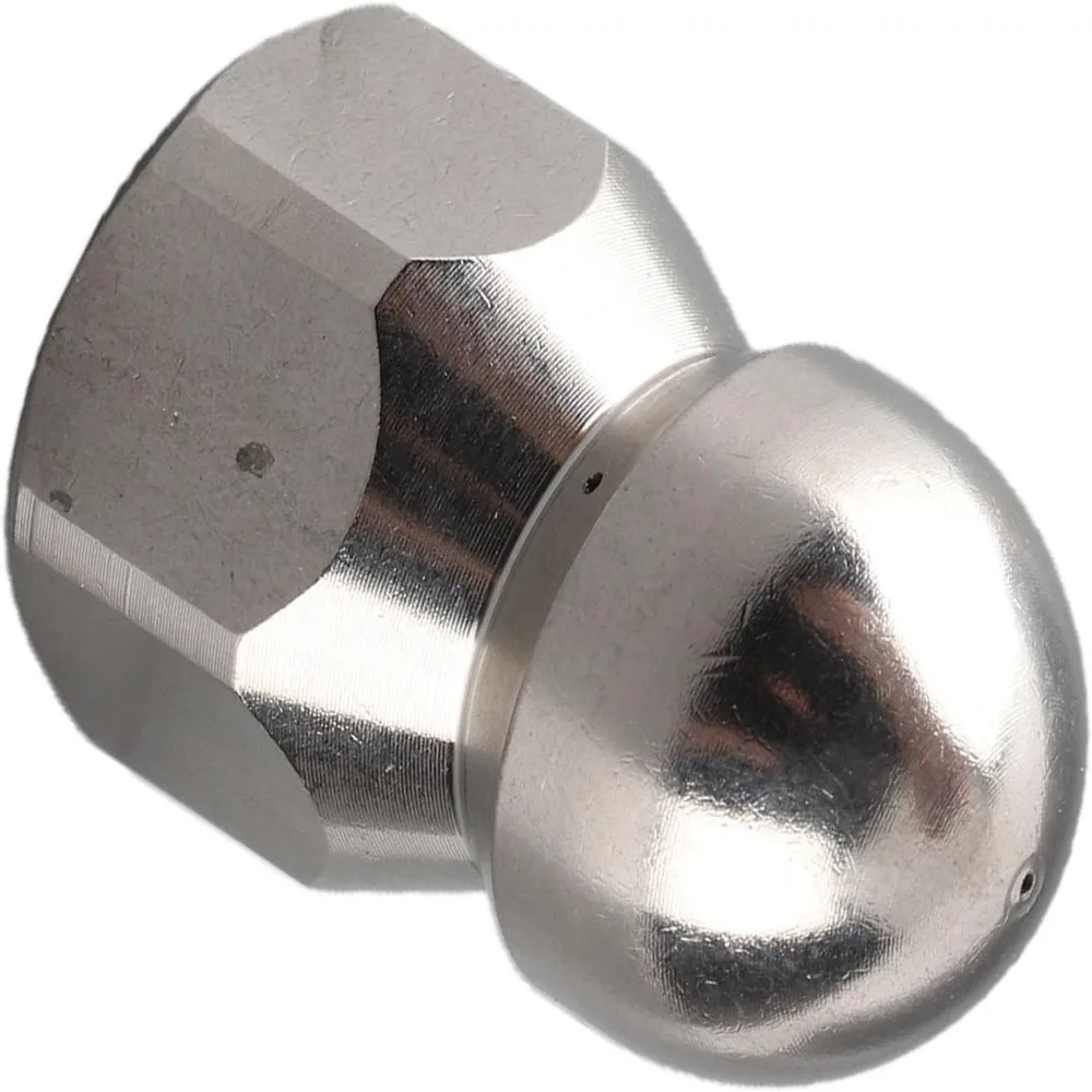 3/8 Inch Sewer Cleaning Nozzle Stainless Steel 1 Forward 6 Rear Jets Drain Cleaning Nozzle Wear Resistant Sewer Jetter Nozzle
