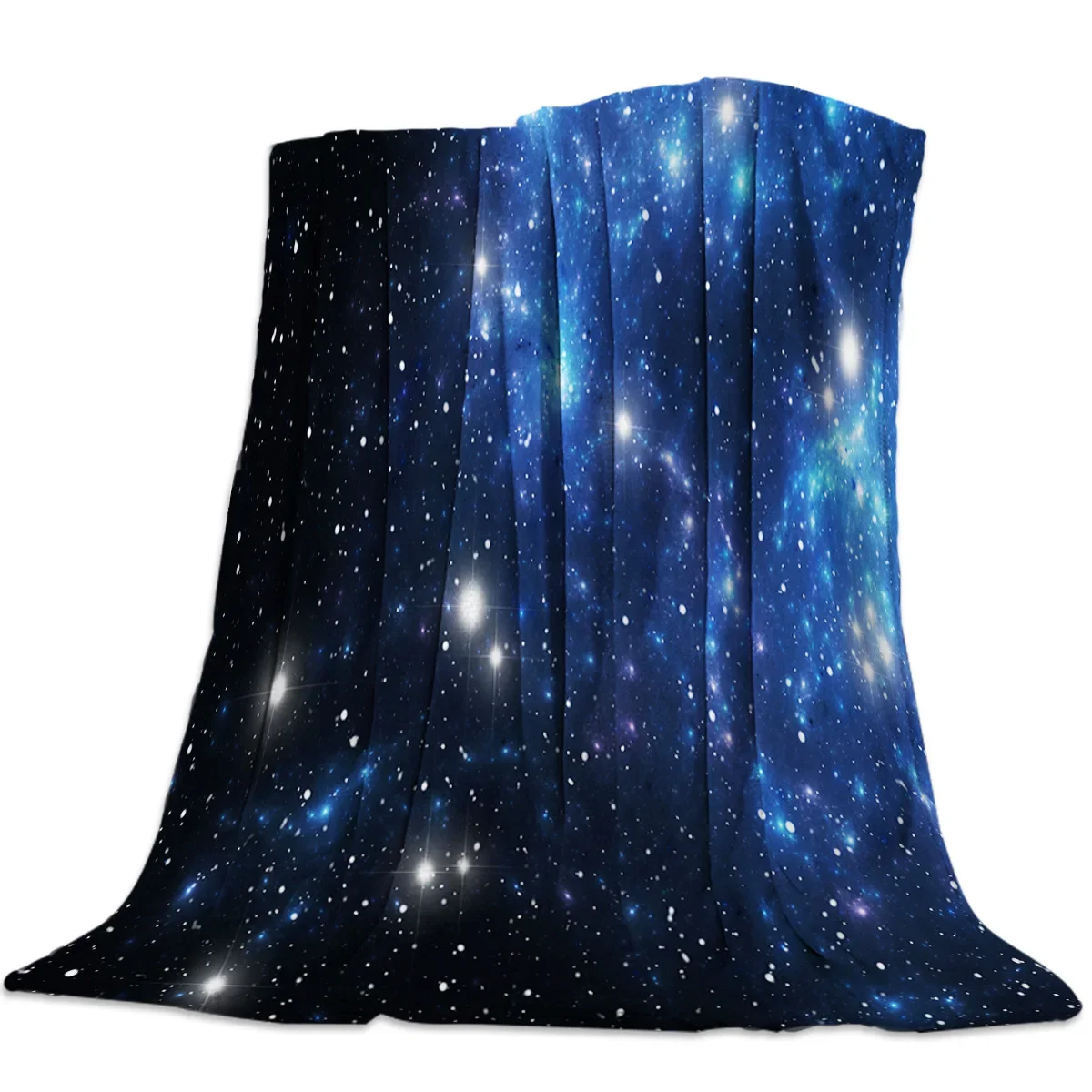 Sun and Moon Planet Sky Blue Galaxy Flannel Throw Blankets King Queen Full Size for Bed Sofa Couch Super Soft Warm Lightweight