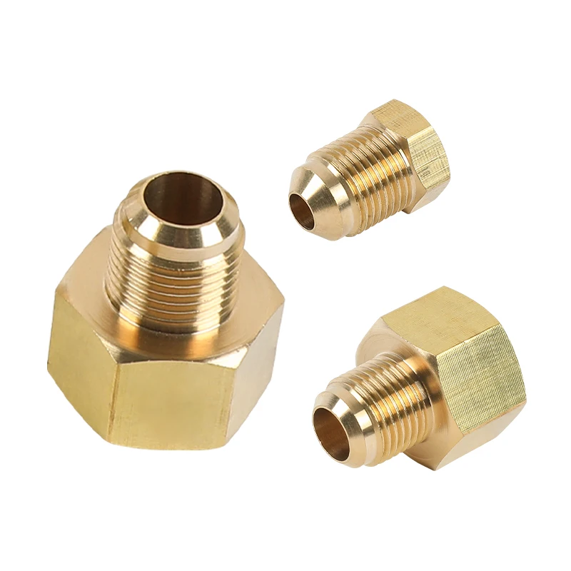 1pc Air Conditioning Copper Tube Female-Male SAE Flare Thread Tube Adapter 1/4 3/8 1/2 5/8 3/4 Reducer Joint Brass Pipe Fitting