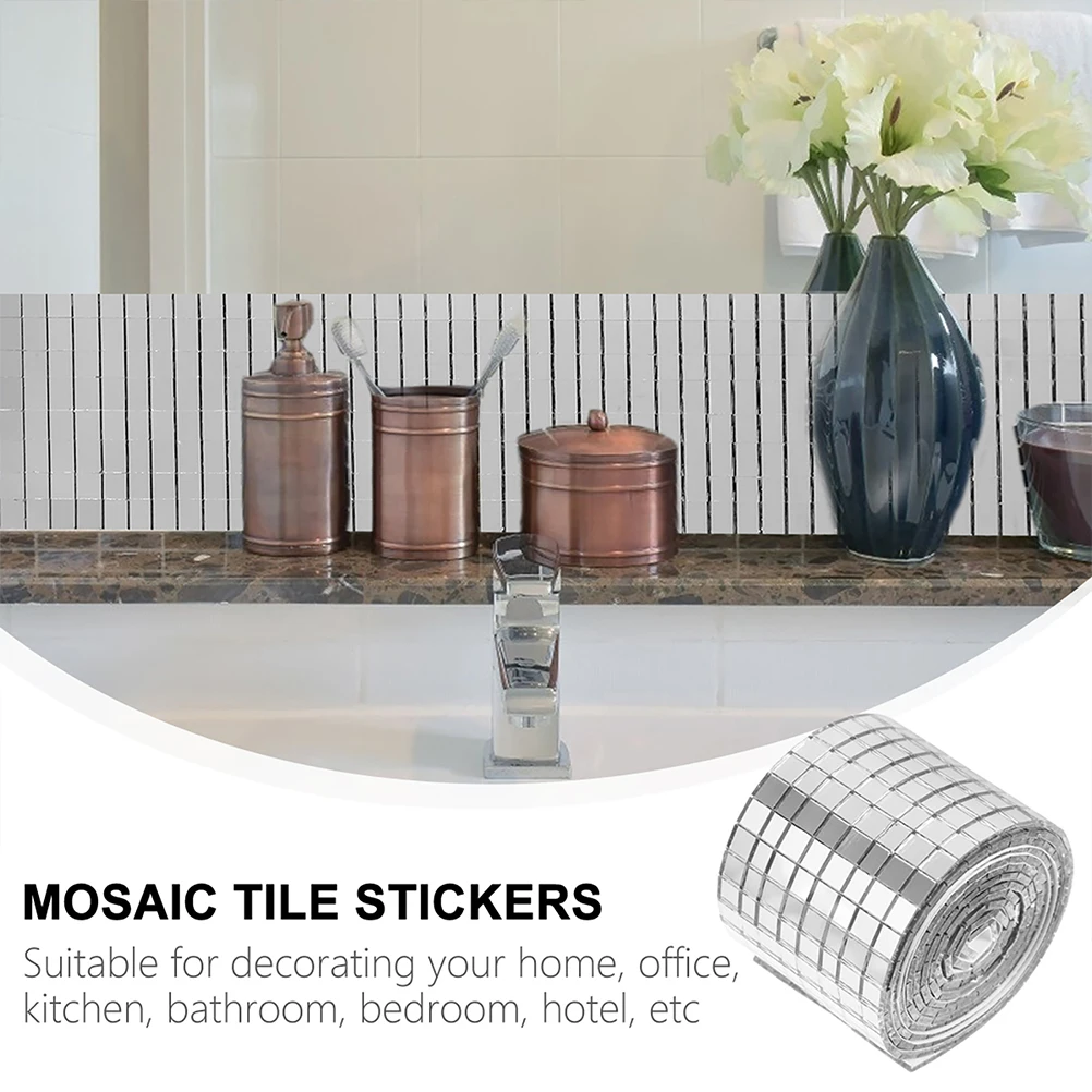 

2 Rolls Pieces Self Adhesive Stickers Square Glass Mirror Sticker Glass Mirror DIY Wall Decoration Home Craft