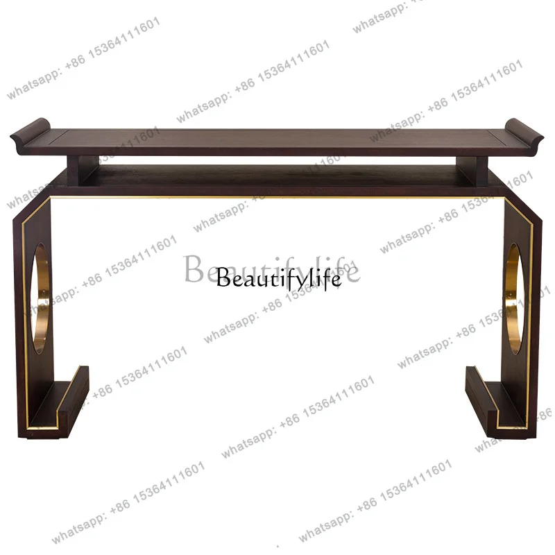FGZen modern light luxury new Chinese entrance platform, door-to-door end view platform, solid wood