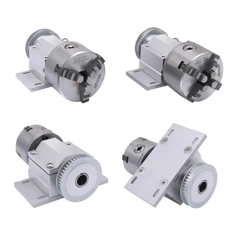 Micro Lathe Spindle Assembly 80/100 Three Jaw/Four Jaw Chuck Woodwork DIY Bead Machine Self Centering Hole Clamp