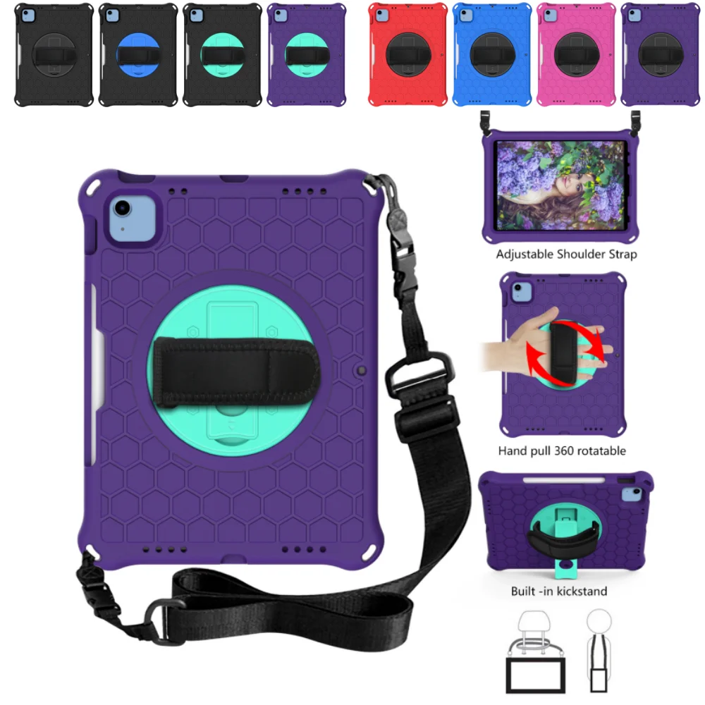 

Kids EVA Case for iPad 11th 10th Pro 11 4th 3th 2th 1th Air 11 inch Air 5 4 10.9" Stand Shockproof Cover with Shoulder Strap