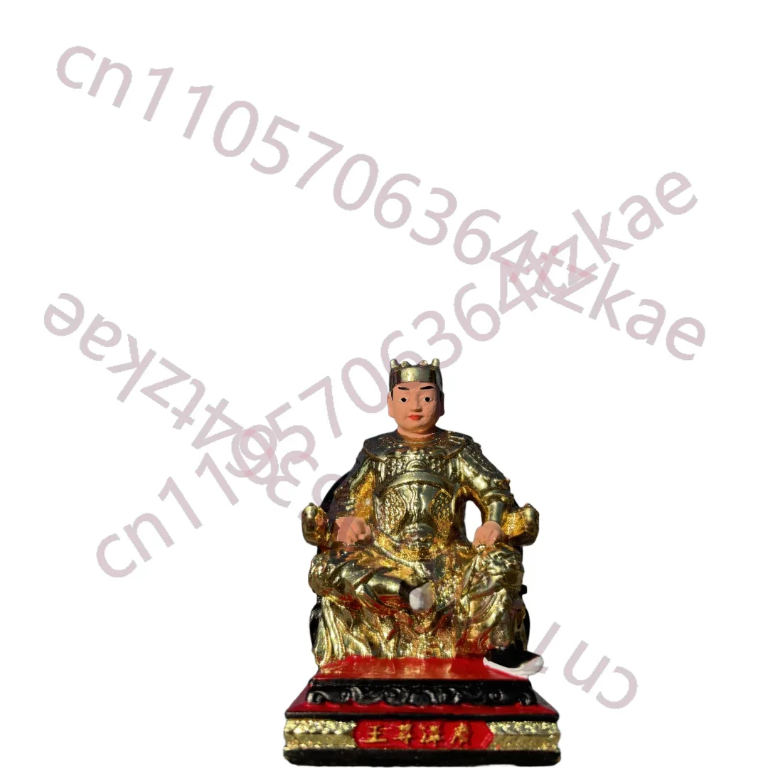 Hand-Carved Cypress/Boxwood Guangze Lord Statue - 2.75/3.9