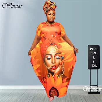 Wmstar Plus Size Women Dresses for Summer Loose Pint Pockets Casual Elegant Casual New Maxi Draped Dress Wholesale Dropshipping