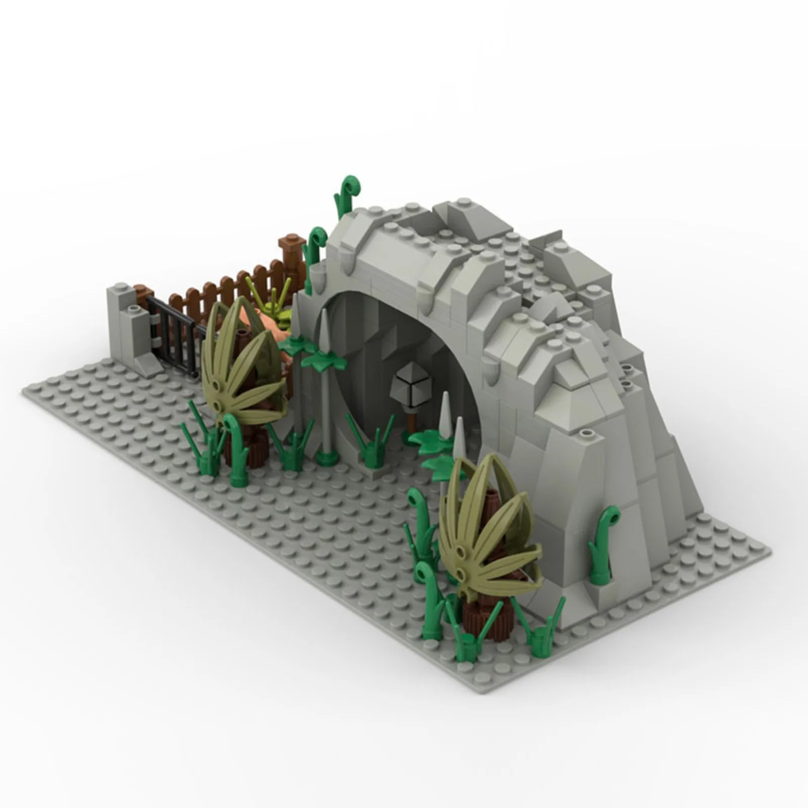 Juego de bricolaje de mini bloques de construcción compatibles: escena de pluma de cueva y cerdo de montaña