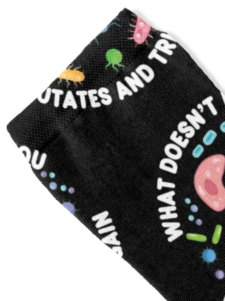 What Doesn't Kill You Mutates And Tries Again - Funny Microbiology Socks aesthetic snow designer Men's Socks Women's
