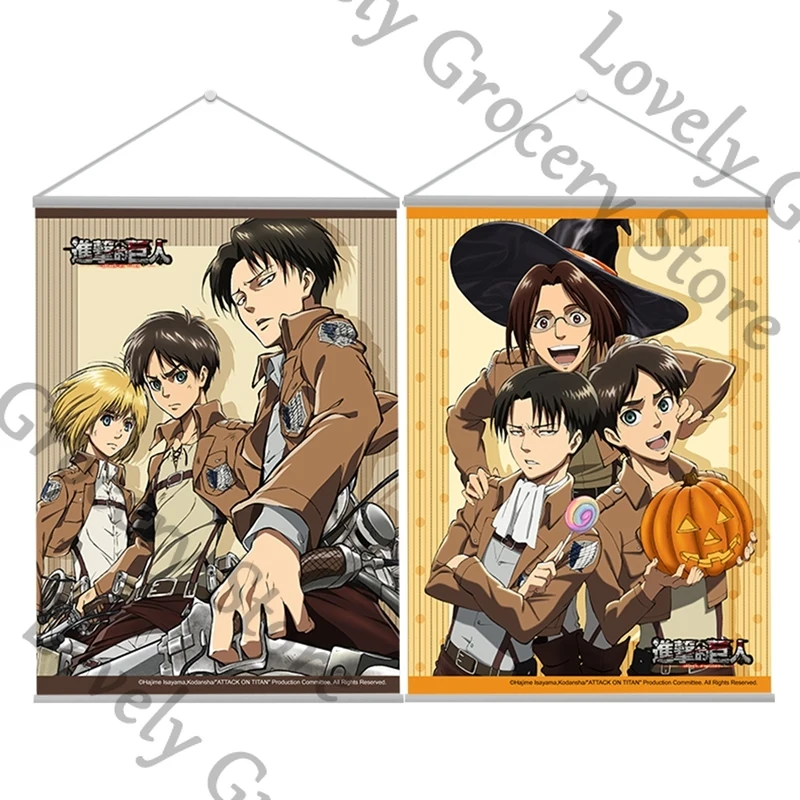 本物のアニメハンゲ・ゾエ進撃の巨人エレン・イェーガーレヴィ・アッカーマンコスプレハンギングピクチャー装飾