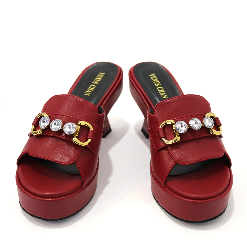 Wine Color Matching Shoes and Bag Set Decorated with Rhinestone African Shoe and Bag Set for Party In Women Nigerian Shoes Bag