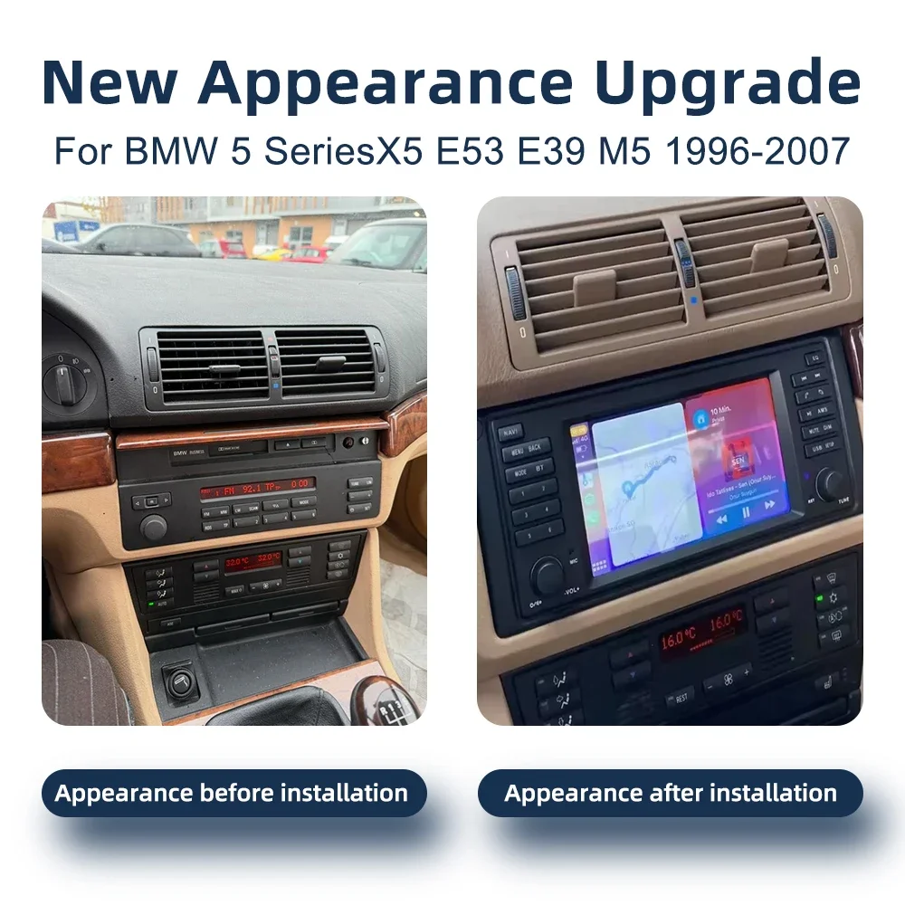 7 Inch CarPlay For BMW 5 SeriesX5 E53 E39 M5 1996-2007 Multimedia Player  Android 13.0 Navigation 4G WiFi Audio Stereo Car Radio