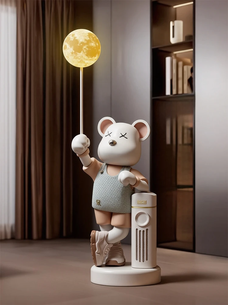 Home Decor Luminous Bear Statue Floor Decor Living Room Large Bluetooth Speaker Animal Sculpture Art Ornament Housewarming Gifts