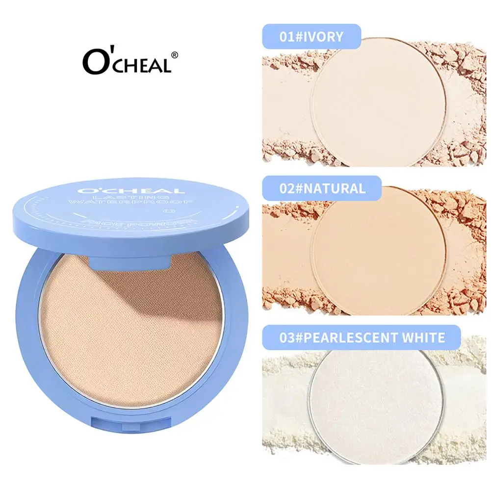 Maycheer pó de configuração facial, cobertura completa, pó de almofada, prensado longo, à prova d'água, corretivo, maquiagem duradoura, cosmético