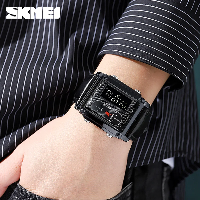 SKMEI Top Brand Men Watch Luxury 3Time Sport Quartz Watches Chnorograph with Date Electronic Clock LED Light Waterproof