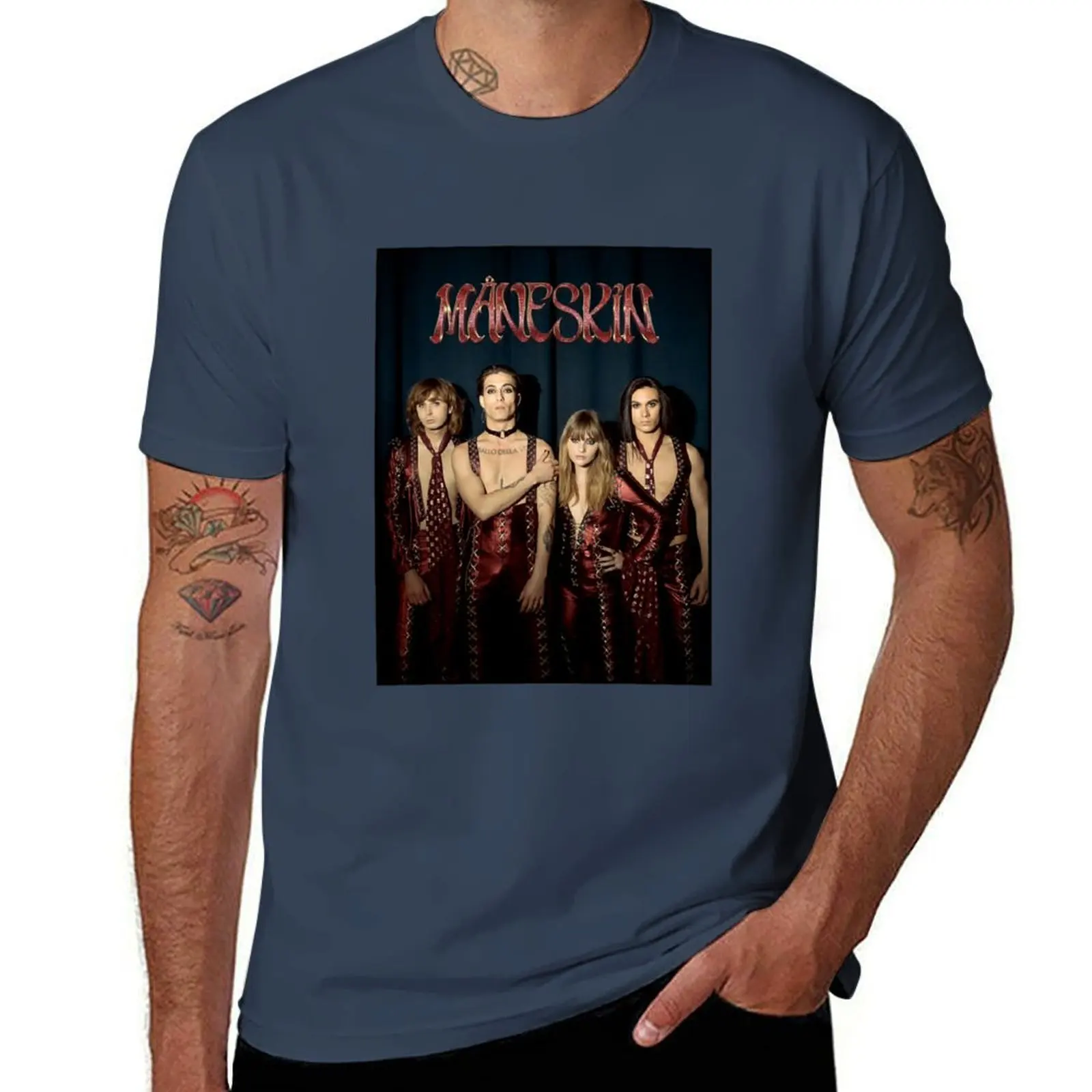 M?neskin rock band Maneskin 5 T-Shirt Holiday Casual Short Sleeve Top