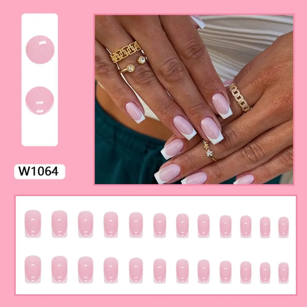 Longo Quadrado Unhas Postiças, Linhas Azuis, Francês Pressione Unhas, Rosa e Verde, Cobertura Completa Dicas de Unhas, DIY, Novo