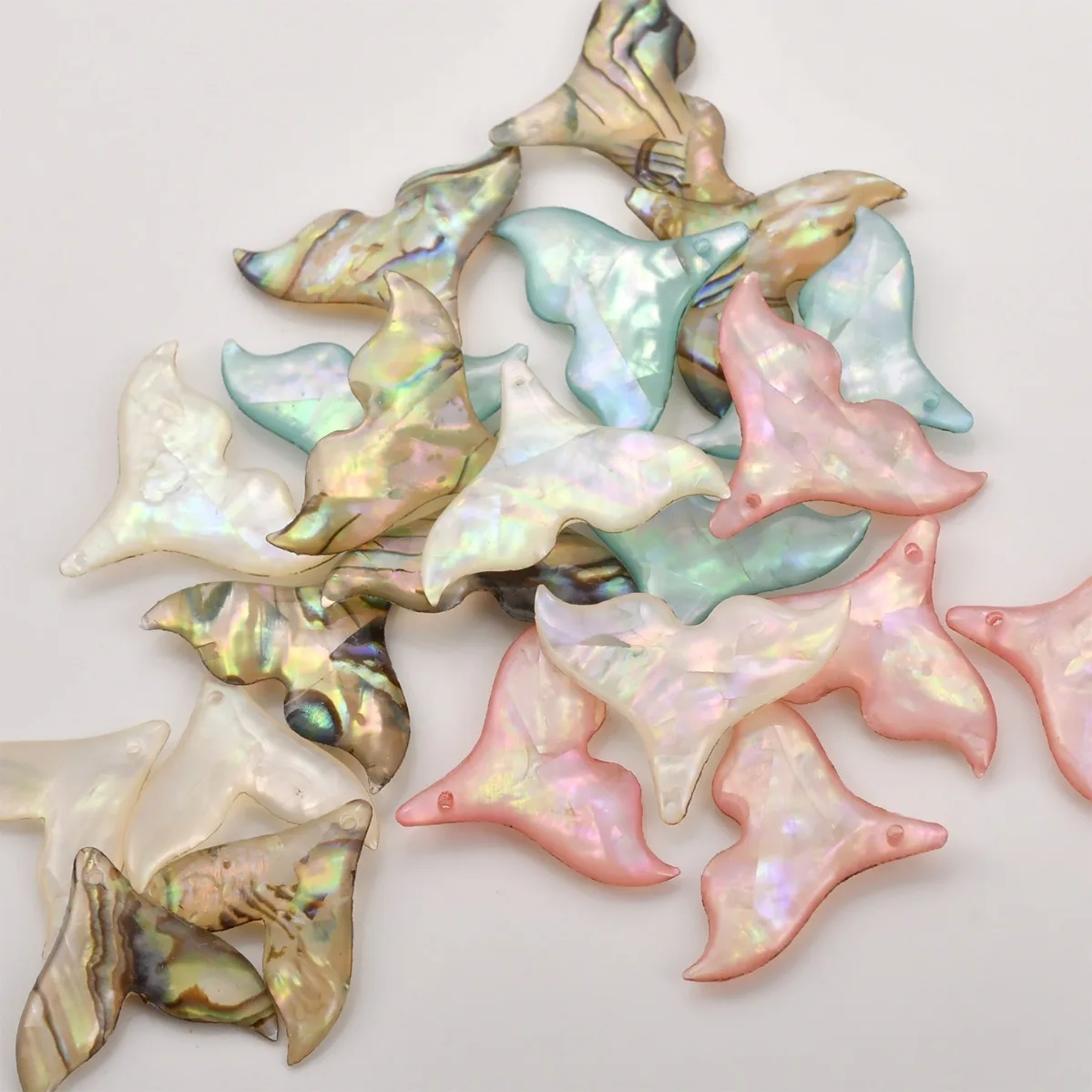 Natural Color Shell Mermaid‑Scale Fish Tail Pendant DIY Beaded Earring Bracelet Necklace Jewelry Making Supplies