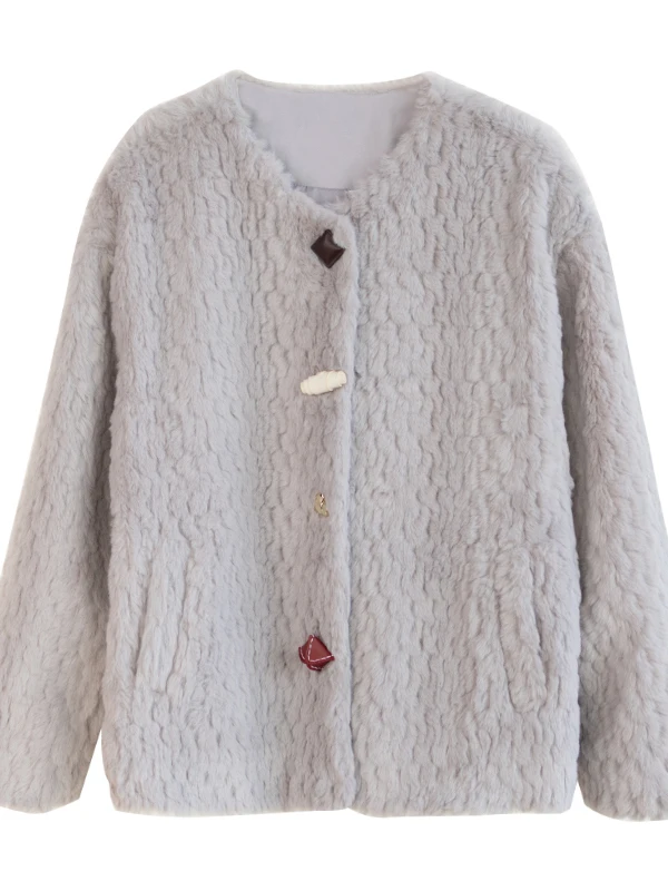 معطف نسائي من الفرو الجلدي من Ele Faionable لخريف وشتاء 2025 فرو كوري جديد Sle ular عالي الجودة صديق للبيئة...