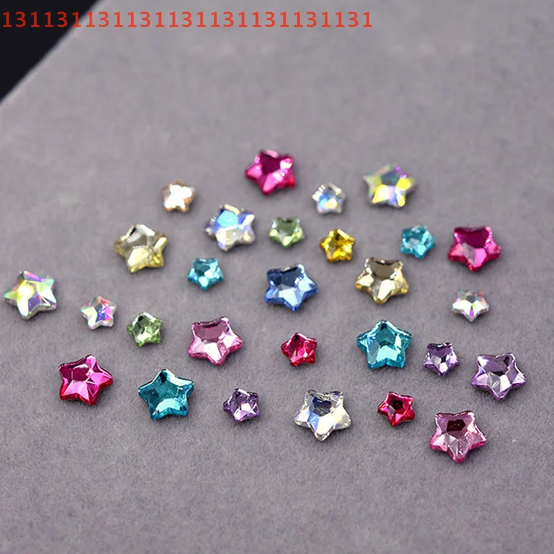 50 stuks mini nail art steentjes kleur 3d diy manicure decoraties diamant ster 4/6 mm glinsterende platte achterkant acryl kristallen