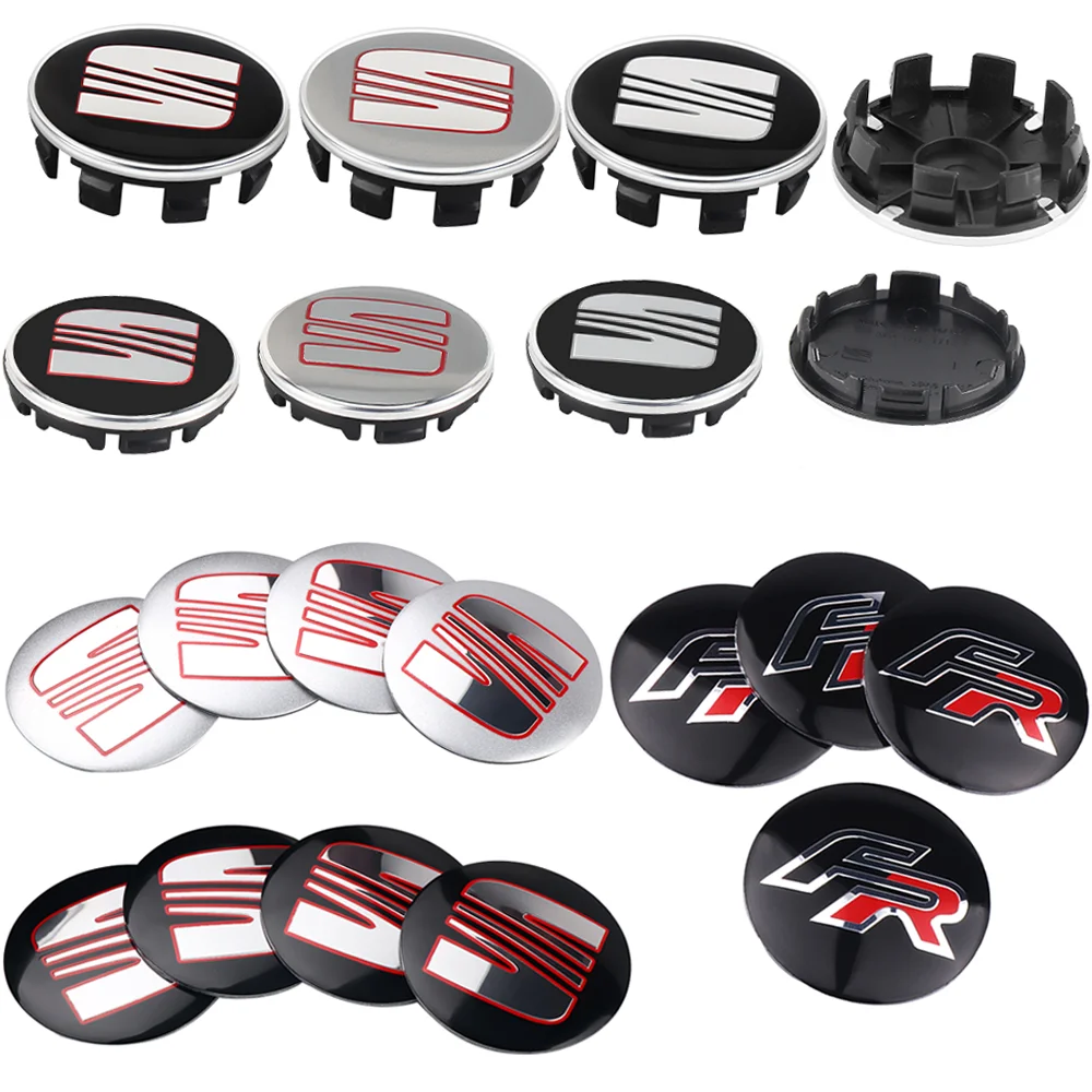 4pc 55/56/60/63mm Car Center Hub Caps Rim Cover Badge Wheel Lid Sticker For seat FR Leon lbiza Ateca Arosa Exeo Cupra MK1 Toledo