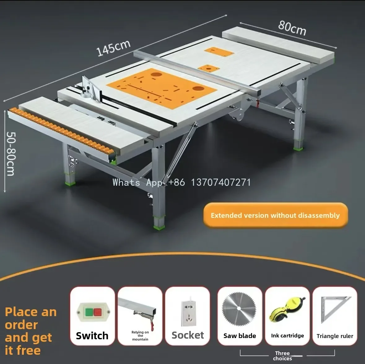 80*145 DIY Electric Folding Lifting Work Saw Multifunctional Woodworking WorkTable Mini Table Saw Electric Woodworking Saw Table