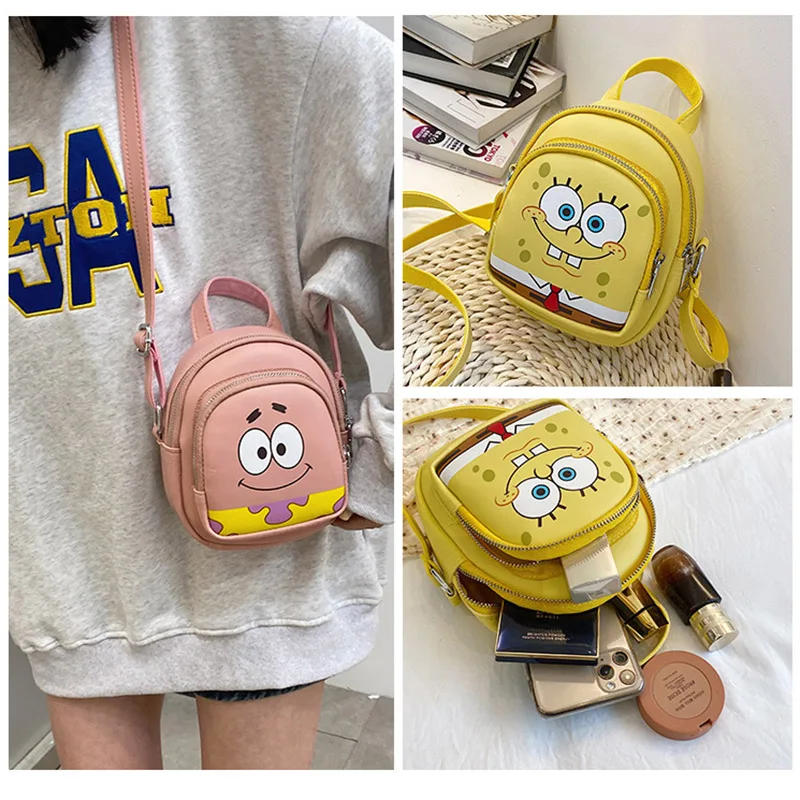 Cartoon Spongebob Squarepants Kids Pu Backpack Mini Schoolbag Girl And Boys Cute Shoulder Bag Baby Backpack Gift