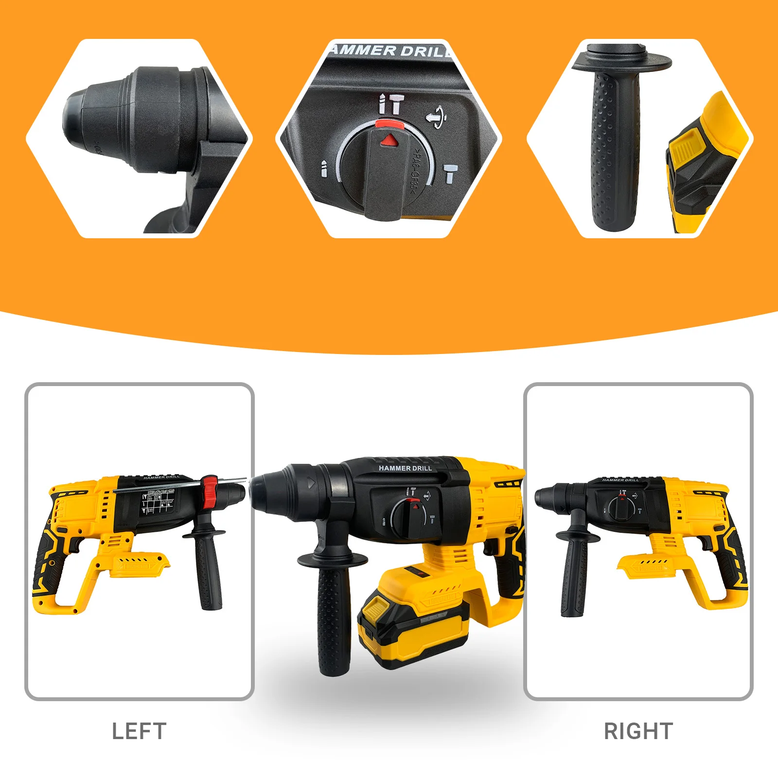 مثقاب كهربائي احترافي عالي الطاقة 20 فولت من الدرجة الصناعية مطرقة بدون فرش بطارية ليثيوم أيون محمولة لاسلكية