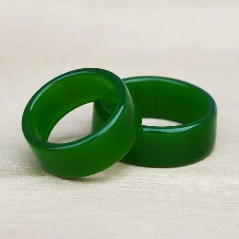 Natural Chinese Green Hand-carved Jade Ring Fashion Boutique Jewelry for Men and Women Jasper Ring Gift