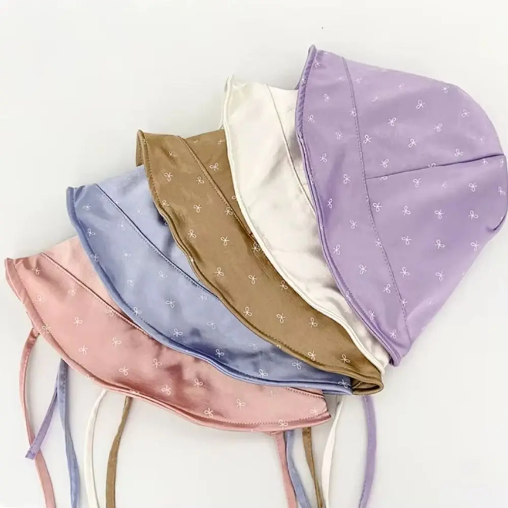 Korean Style Cat Ears Bucket Hat Y2K Double-sided Wear Silk Satin Fisherman Hat Little Devil Horn Solid Color Small Loli Cap