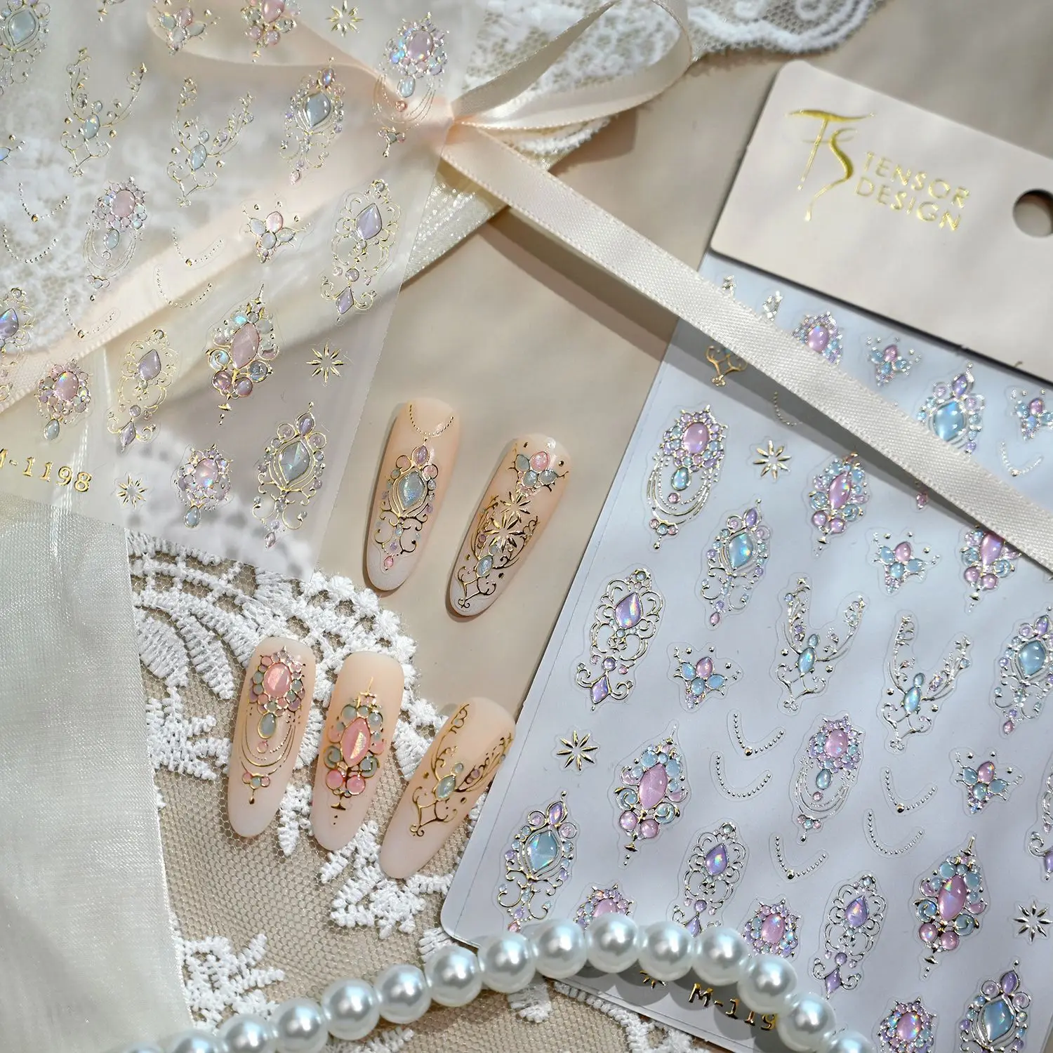 

Nail Stickers Light Luxury Palace Gemstone Exquisite Star Self Adhesive Waterproof Premium for Party Home