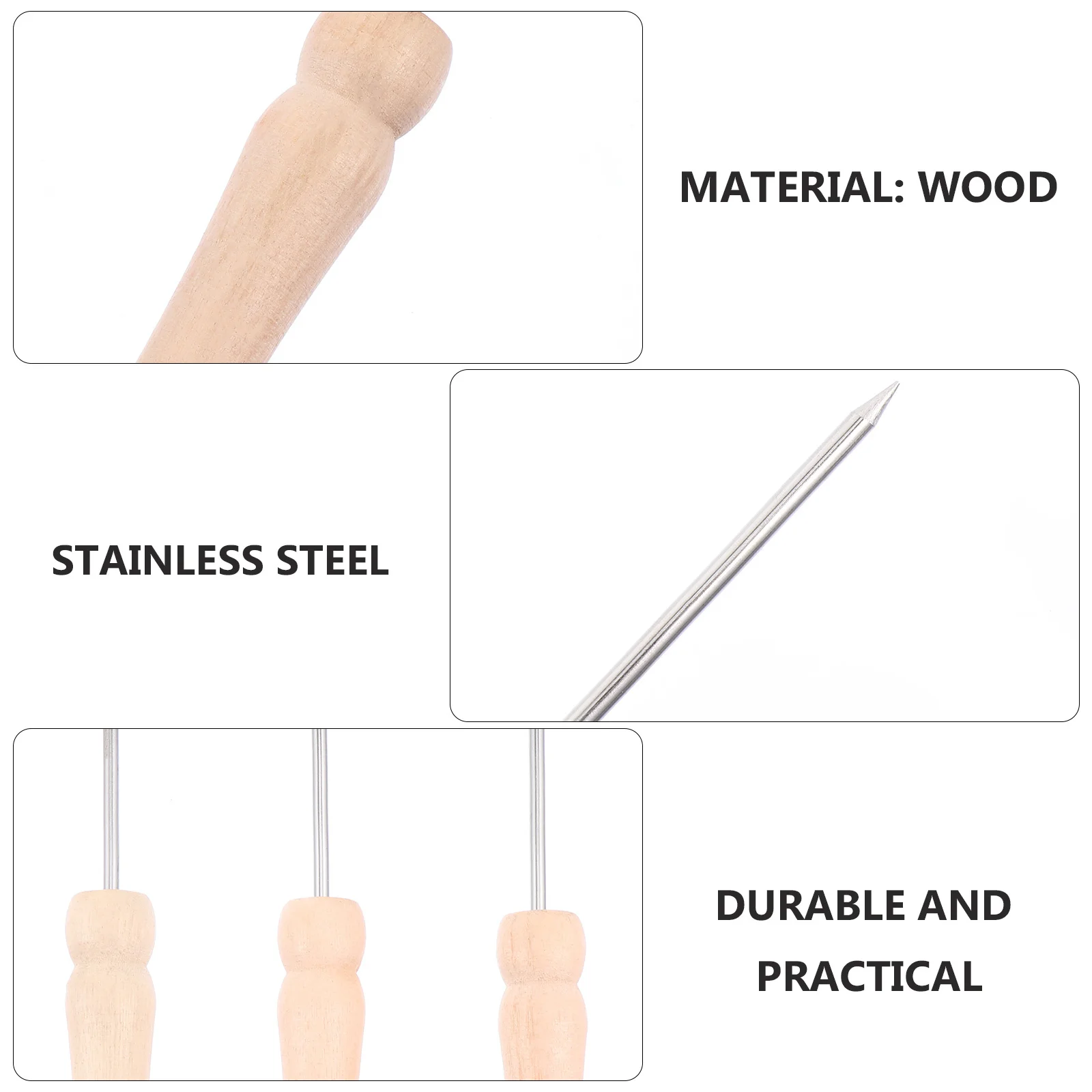 

12pcs Wooden Handle Barbecue Skewers Stainless Steel Bbq Sticks For Grilling Meat Marshmallow Hot Dog Fork Long Rustproof Skewer